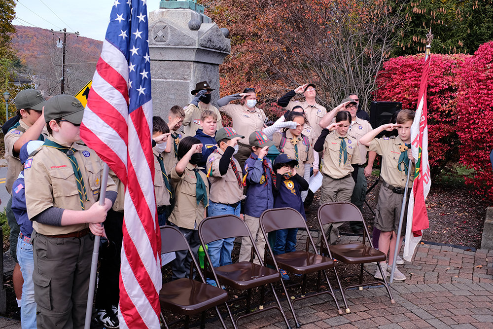 The Boy Scouts attended the service.